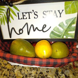 "Let's Stay Home" Country Farmhouse Wood Sign